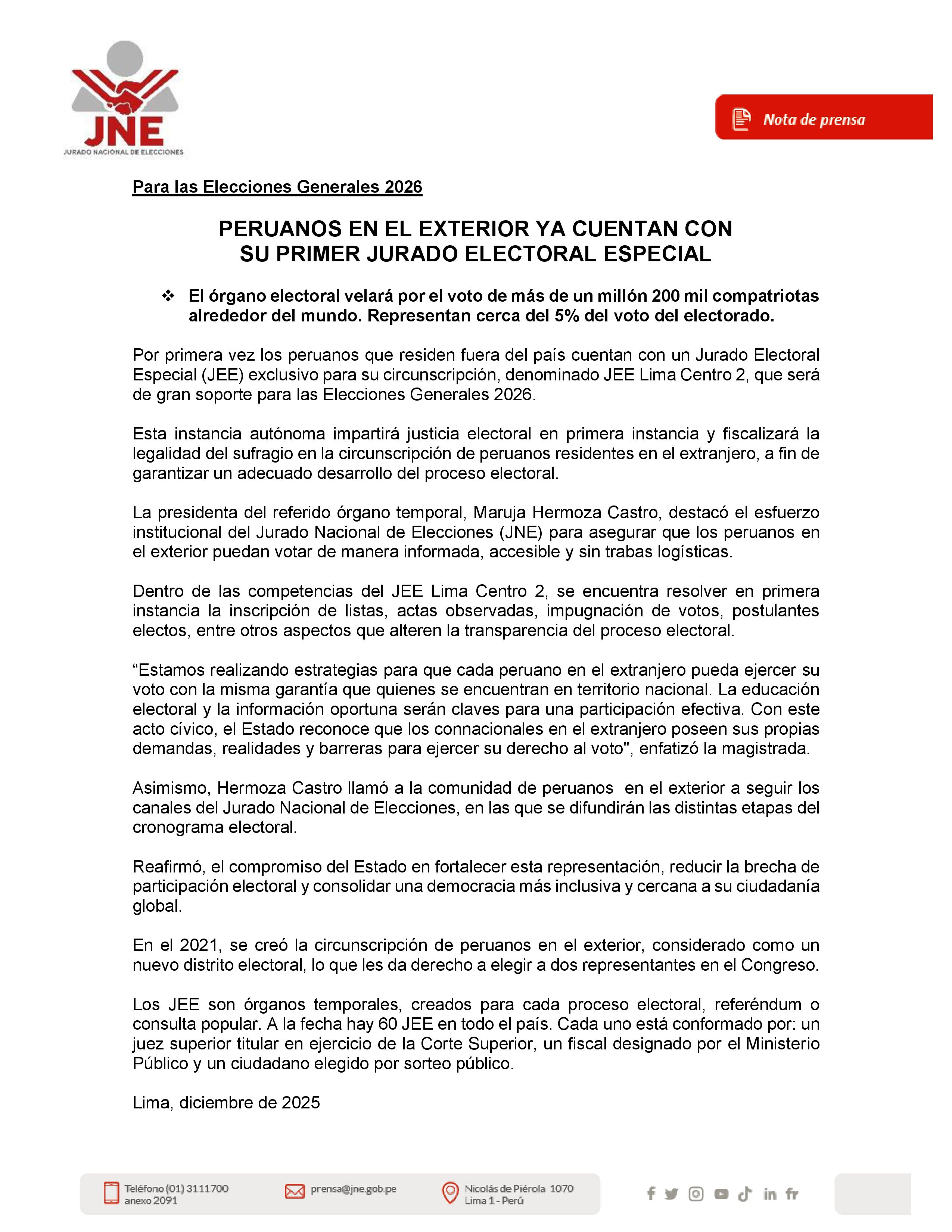 Nota 1 -  Peruanos en el Exterior tienen JEE_JPG.jpg