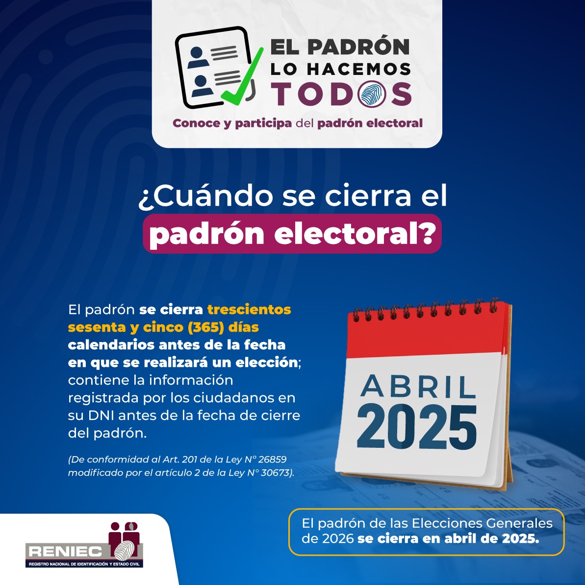 CIERRE DEL PADRÓN ELECTORAL PARA ELECCIONES GENERALES 2026.jpg